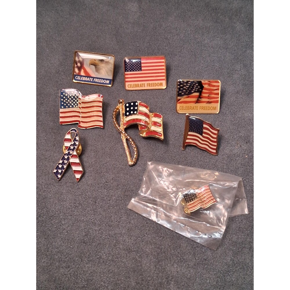 Vintage American Flag Brooch Pin Lot Patriotic